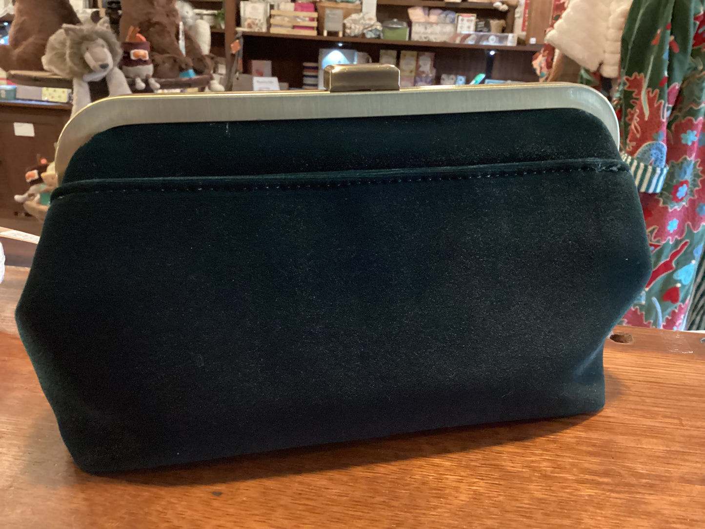 Deep Emerald Velvet Vivie Frame Lock Convertible Crossbody/Wristlet