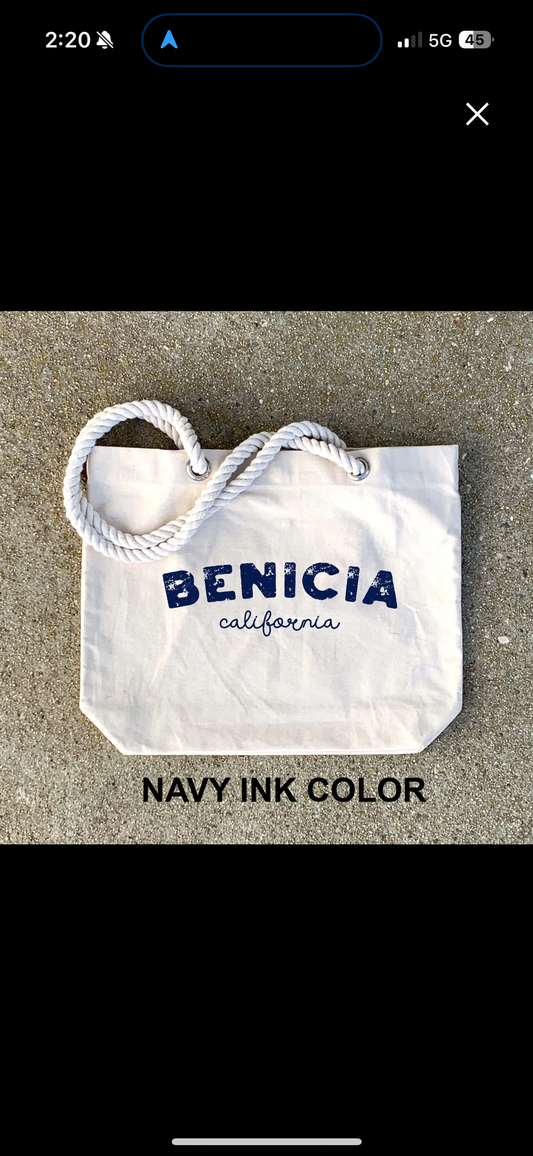Benicia | CA Beach Tote Bag with Rope Handles