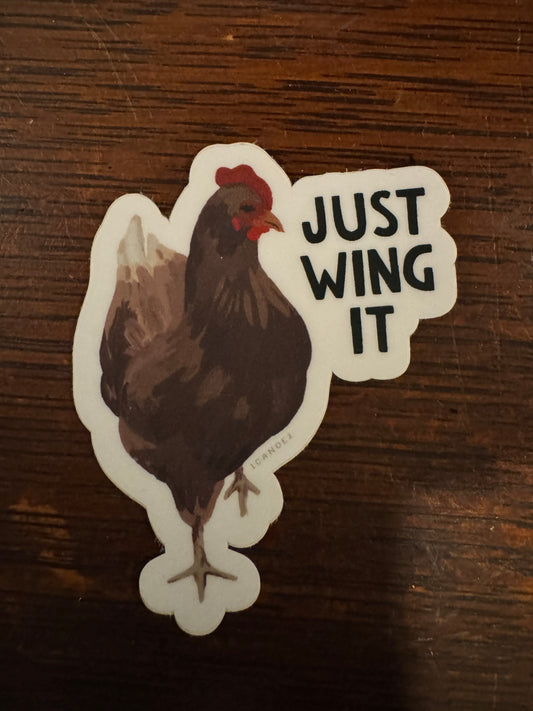 Just Wing It Chicken Decal Sticker