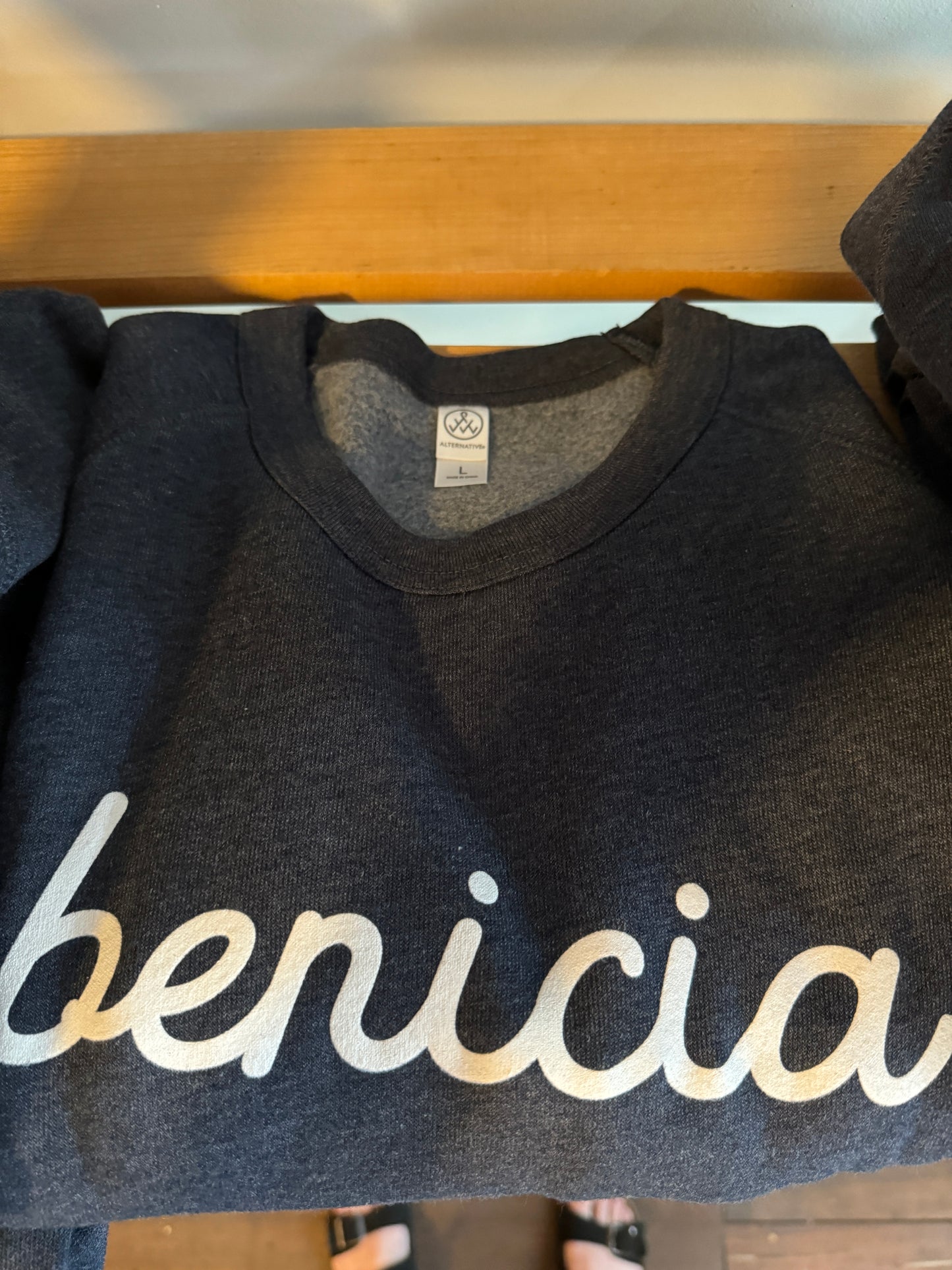 Benicia Script Blue Heather Sweatshirt