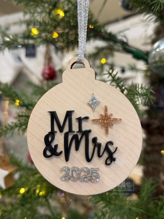 Mr & Mrs 2025 Christmas Ornaments