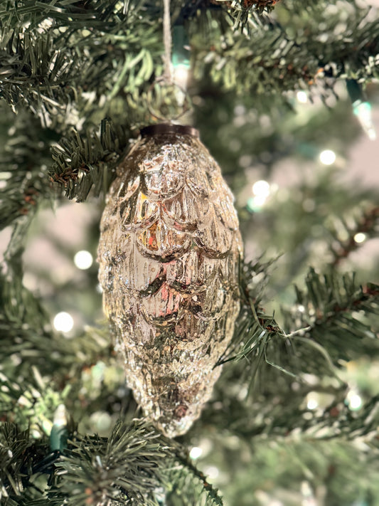 Mercury Glass Pinecone Ornament