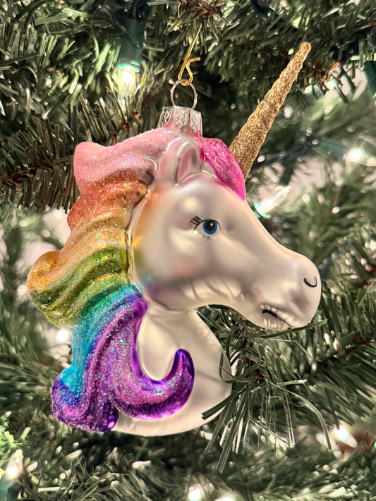 Glass Unicorn Ornament