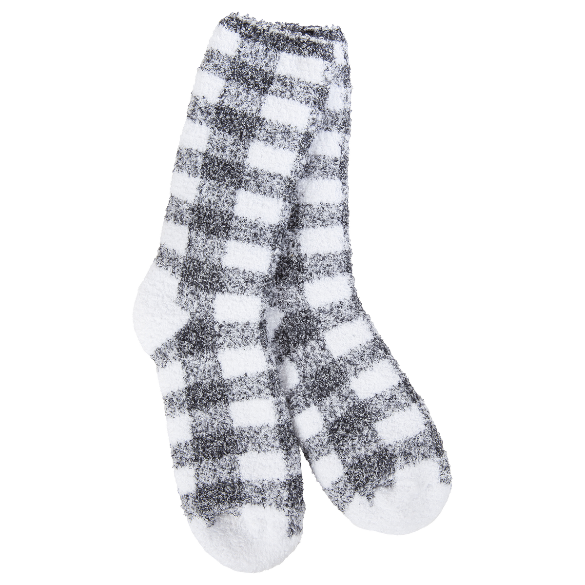 World's Softest Knit Pickin' Fireside Crew socks, Black Check