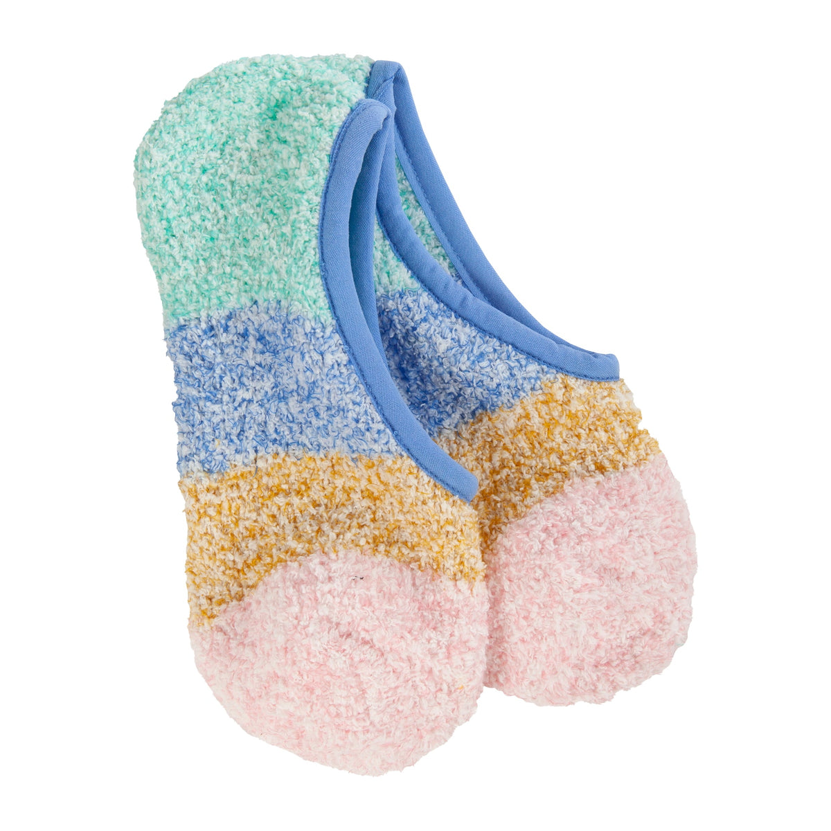 World's Softest Cozy Colorblock Footsie, Blue Multi