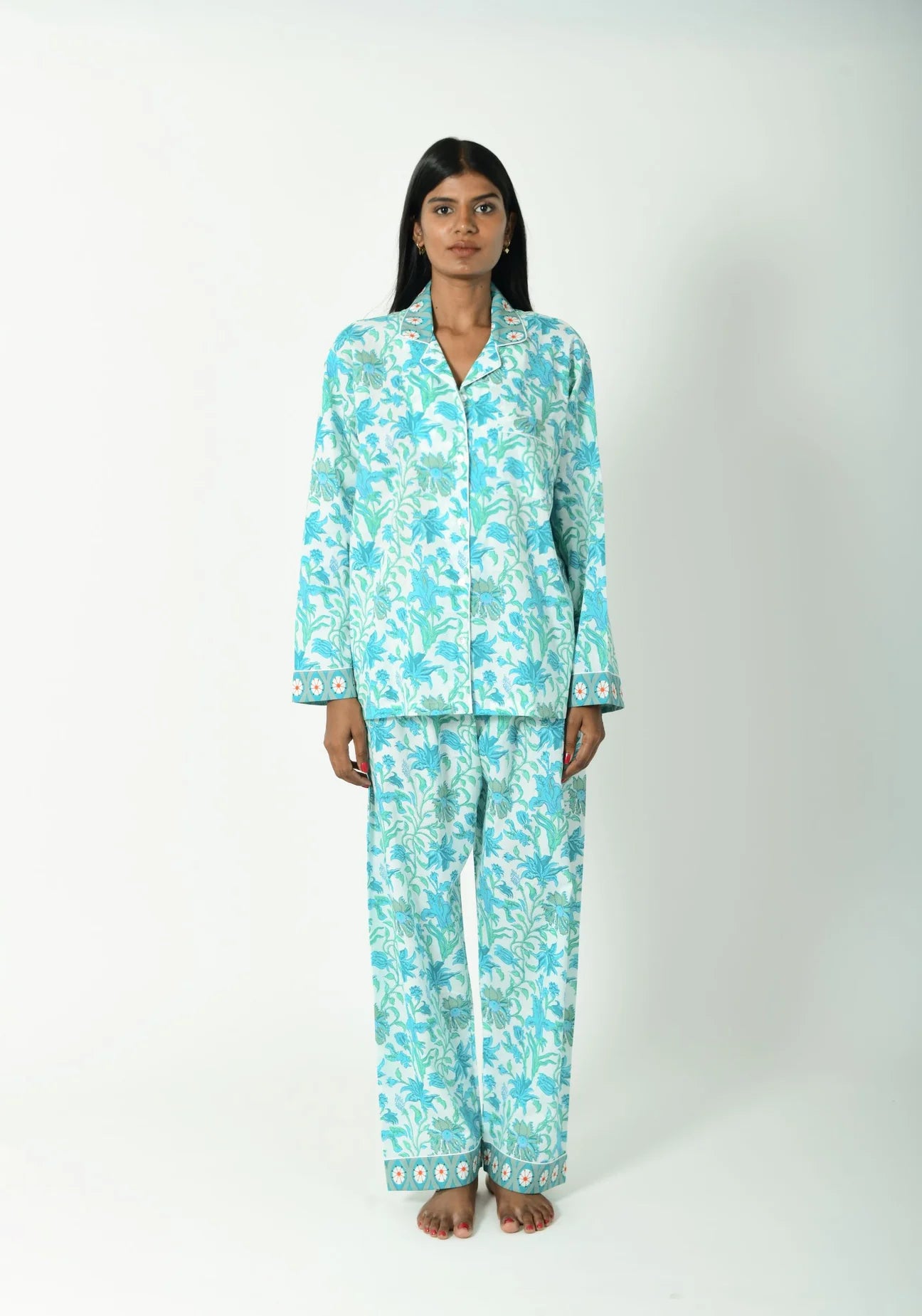 SOS Long Sleeve/Pants Sleep Set-Blue/Orange