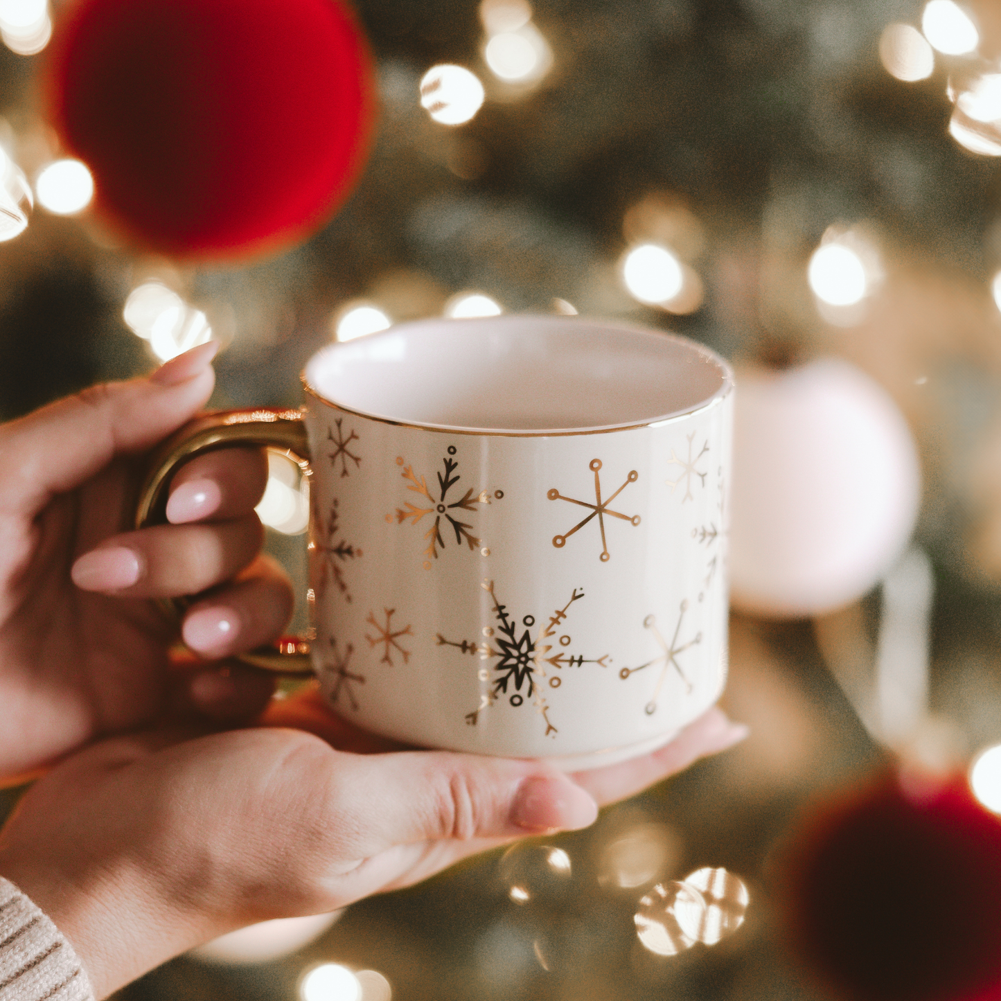 Sweet Water Decor - *NEW* Gold Snowflakes Coffee Mug - Christmas Decor