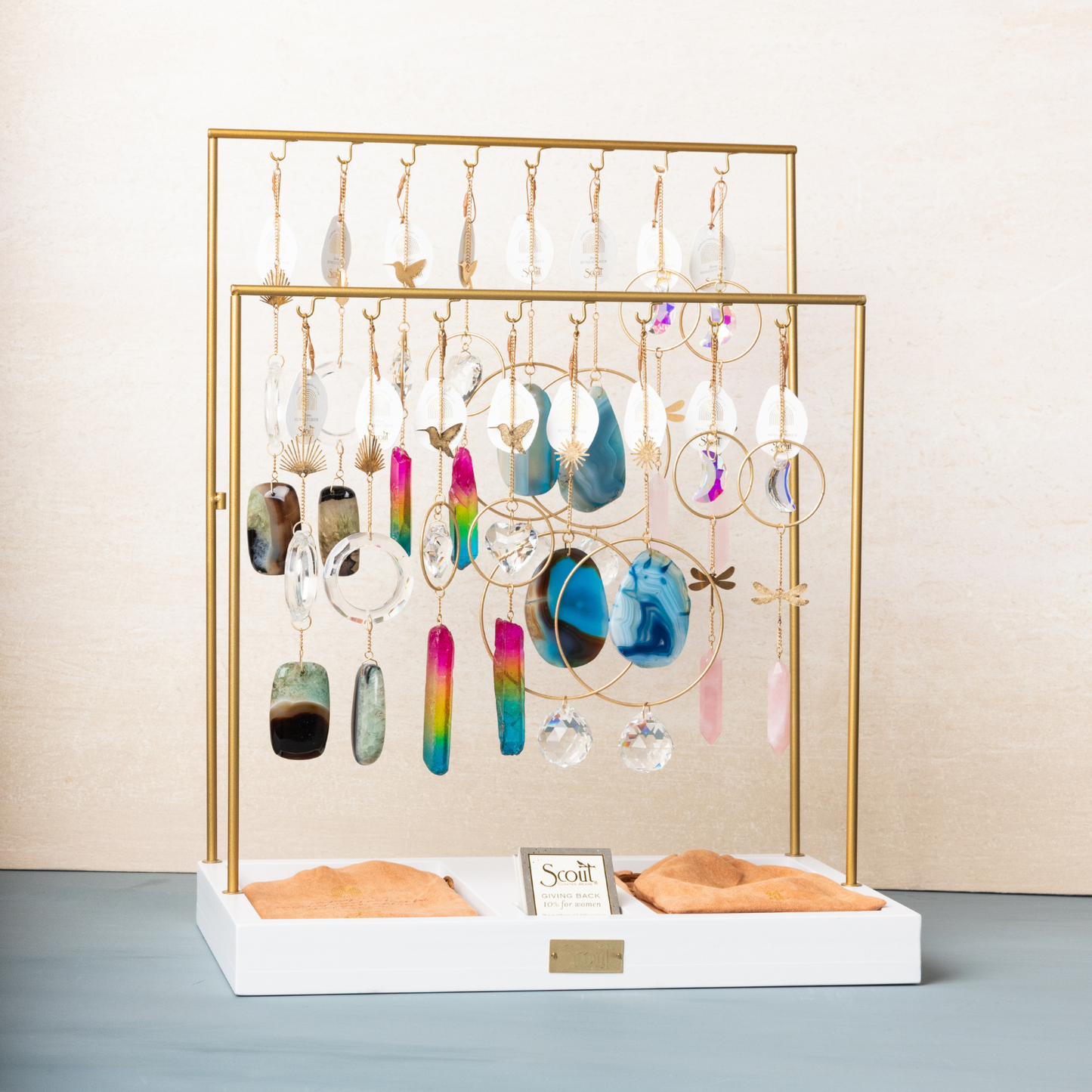 Stone Suncatcher - Hummingbird/Rainbow Stone