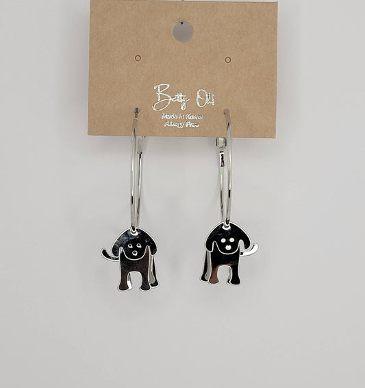 3D DOG HOOP EARRINGS.