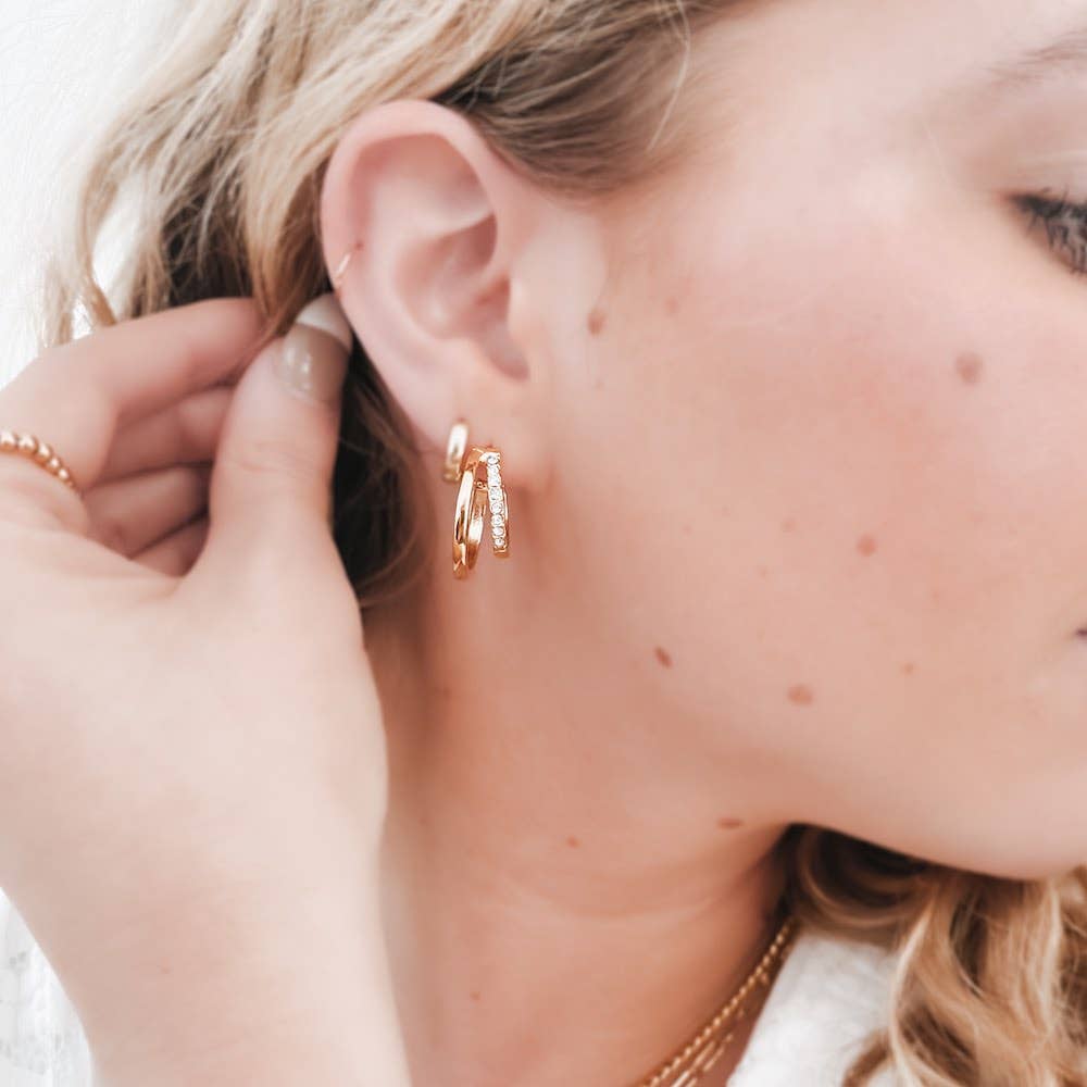 Stole The Show Crystal Double Hoop Earring Wholesale