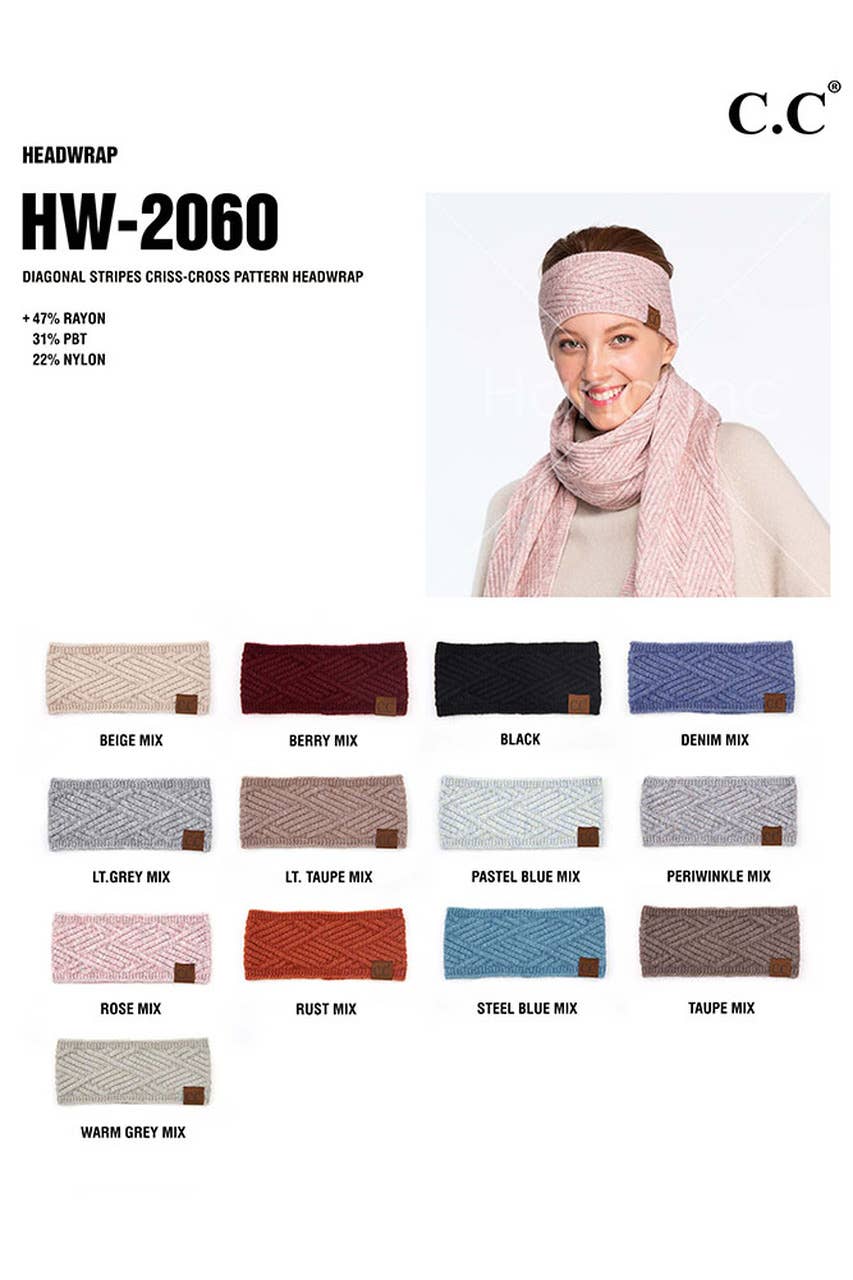 C.C Diagonal Stripe Crisscross Pattern Headwrap