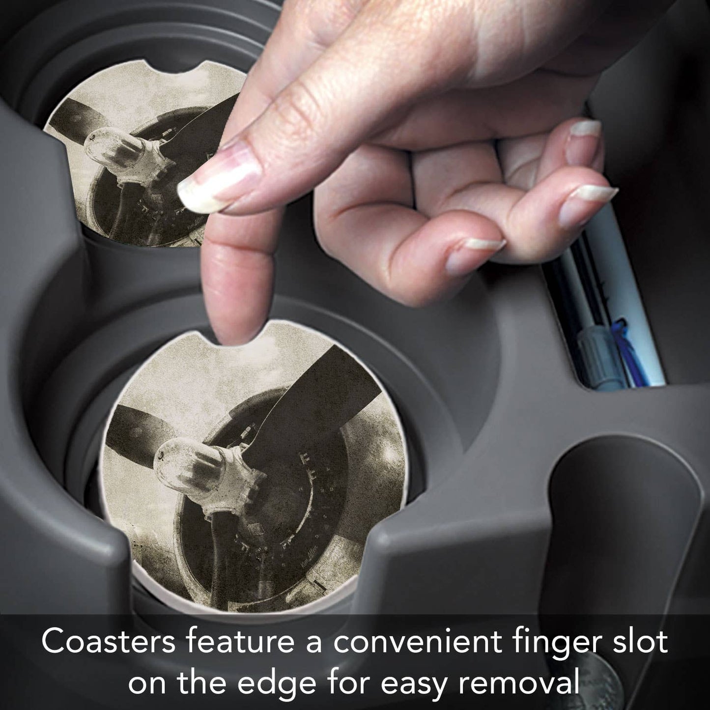 "Propeller" Single Packaged Stone Car Coaster
