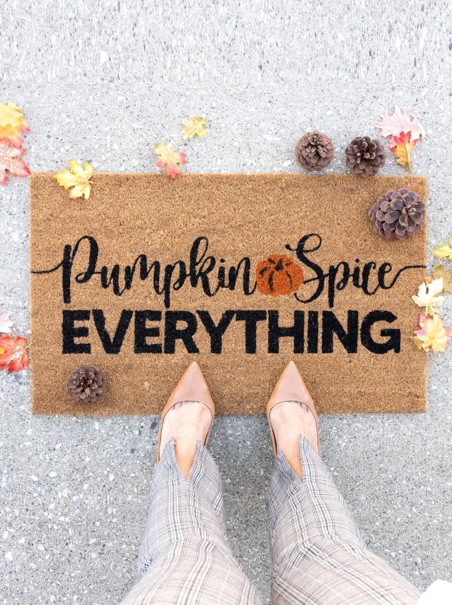 "PUMPKIN SPICE EVERYTHING" DOORMAT, NATURAL
