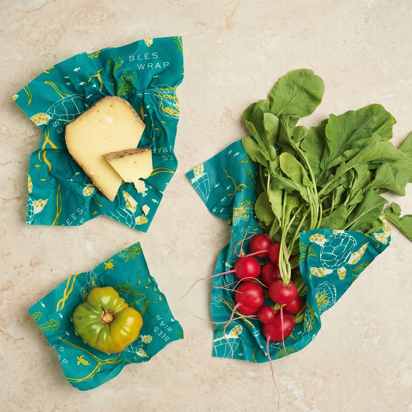 Bees Wrap Reusable Beeswax Food Wraps 3 Pack - Oceans