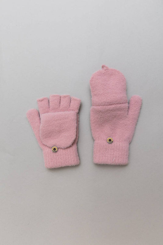 Leto Accessories - Winter Knit Convertible Fingerless Gloves with Mitten Flap