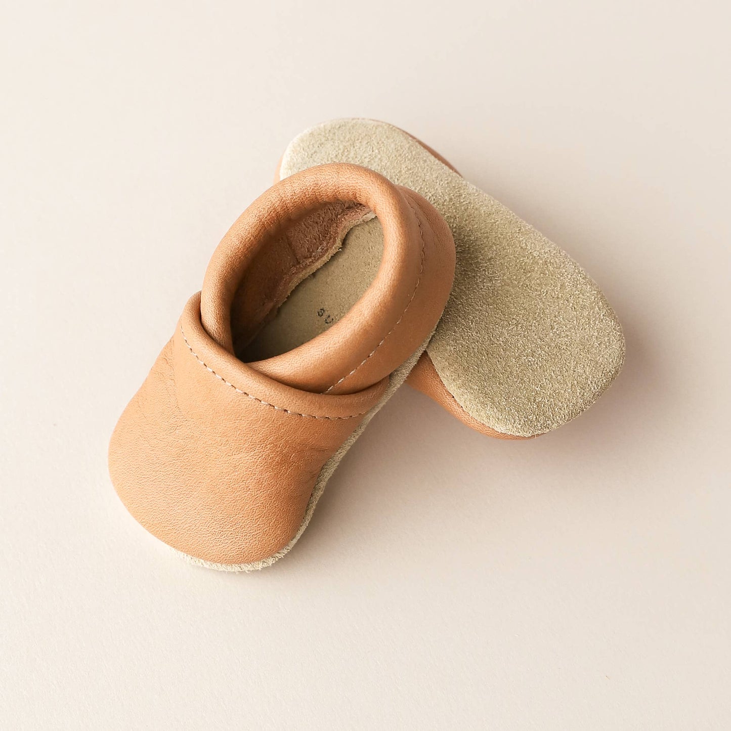 Gender Neutral Baby Shoes in Caramel | Slip-on Moccs