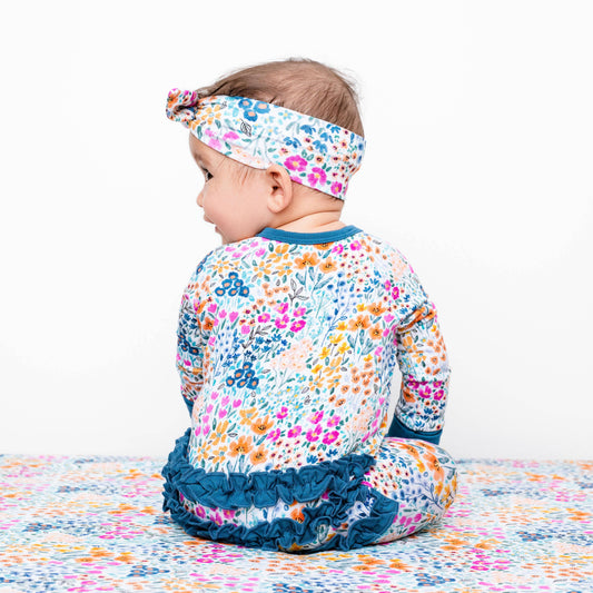 Jammie Session formerly Big Dreams Little Jammies - Whispering Wildflowers Ruffle Baby Bamboo Zipper Romper Pajamas–Unisex Toddler Sleepwear–Gender Neutral Baby Outfit–Newborn Gift–Boy girl Day Nightwear, kid clothing