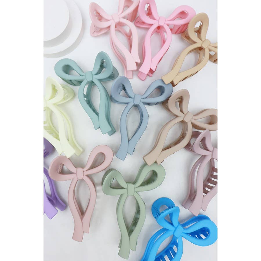 Matte Pastel Tone Bow Shape Hair Claw