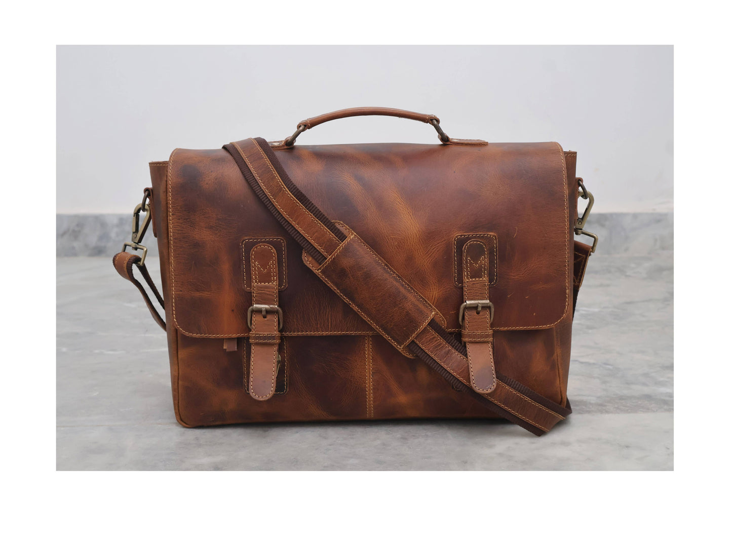 Buffalo Leather Vintage Messenger Bag