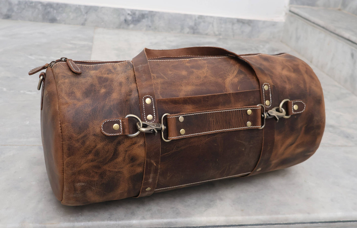 Leather Duffle Weekender Bag