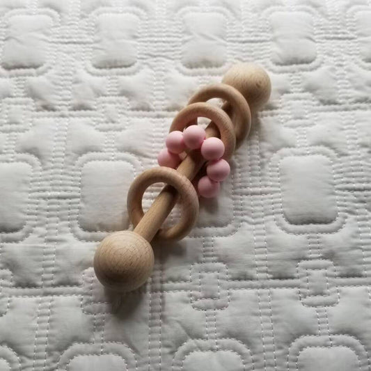 Silicone Wood Teething Rattle Toys