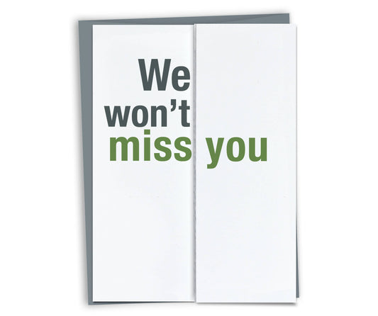 FINCH and HARE - Won't Miss Miss You / Goodbye Card / Funny Retirement Card