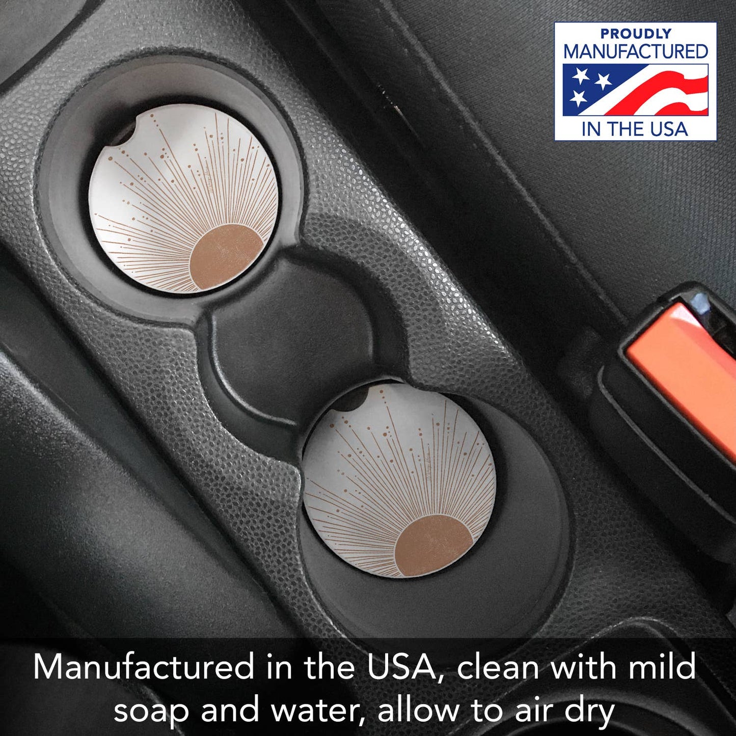 "Mocha Sunrise" Stone Car Coaster  BULK NO PACKAGING