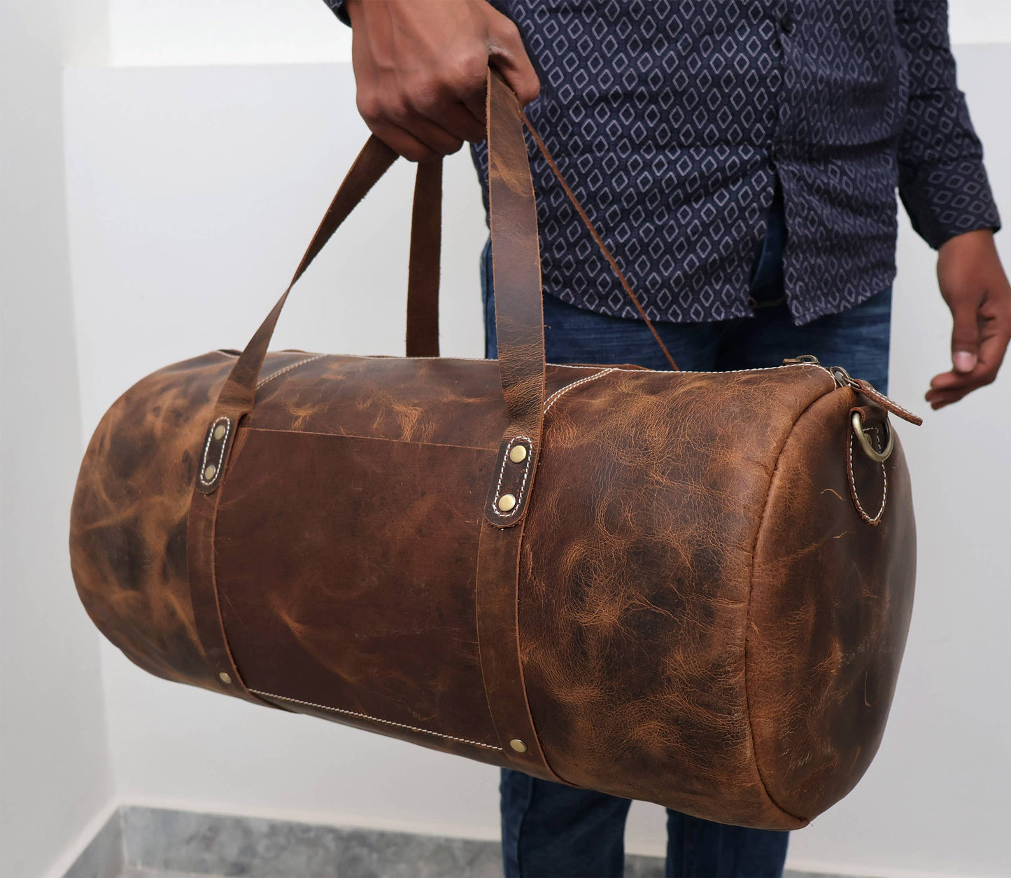 Leather Duffle Weekender Bag