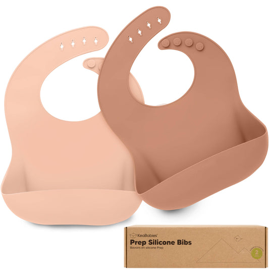 KeaBabies - 2-Pack Prep Silicone Bibs for Babies, Toddlers, Boys, Girls