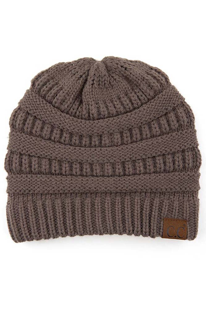 C.C Ribbed Kit Solid Color Beanie: Toast Almond