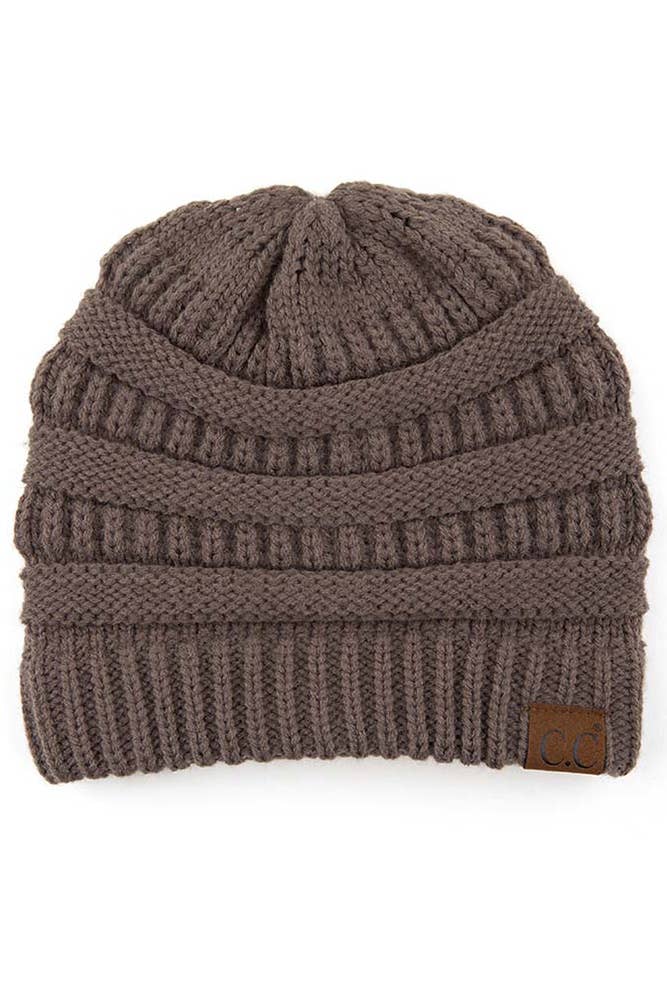 C.C Ribbed Kit Solid Color Beanie: Black