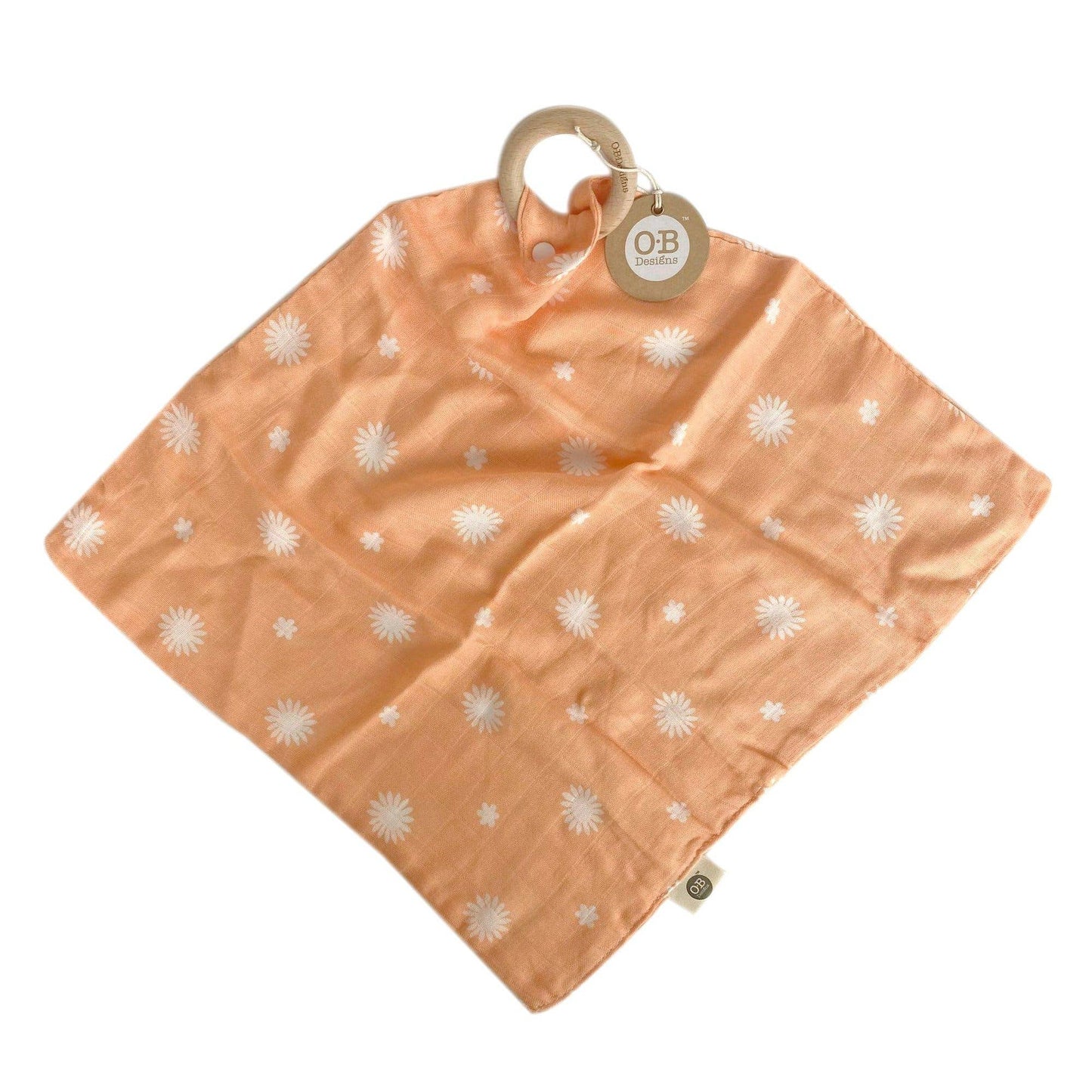 OB - Muslin Security Blanket | Peach Daisy Print - ON SALE