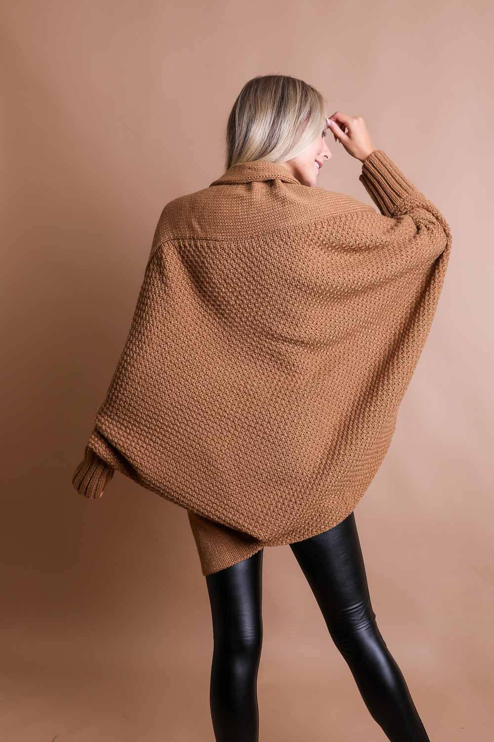 Bestselling! Bat Sleeve Knit Cardigan: Gray