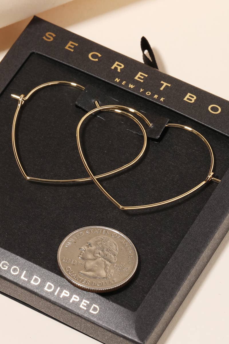 Secret Box Heart Outline Hoop Earrings in Gold