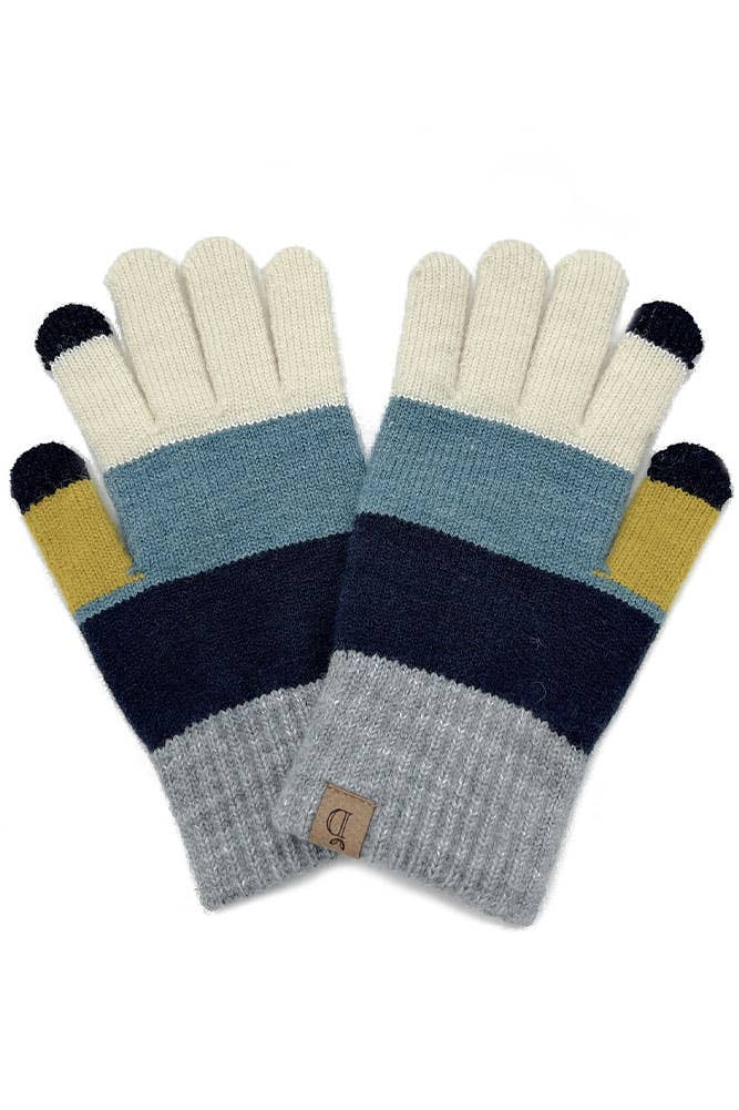 Hana - Color Block Knit Touch Gloves