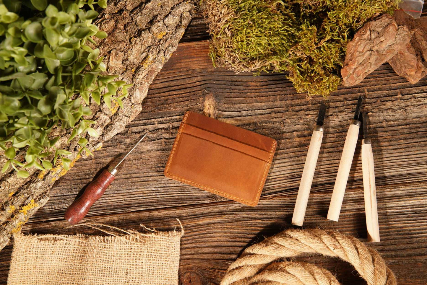 American Leather Goods - Leather Card Holder Wallet, Handmade Wallet for Men