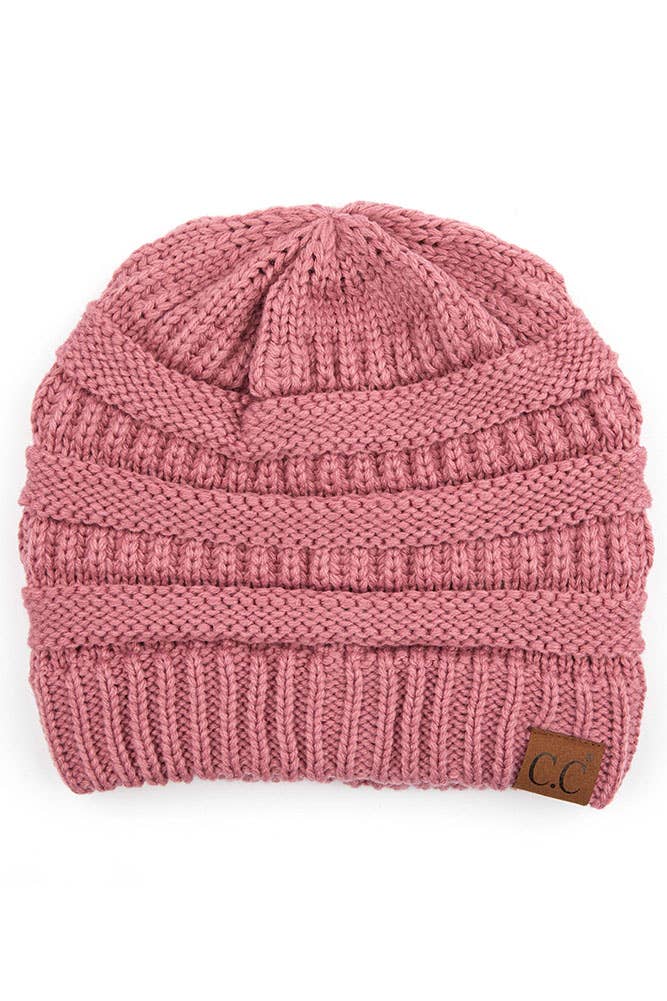 C.C Ribbed Kit Solid Color Beanie: Maroon