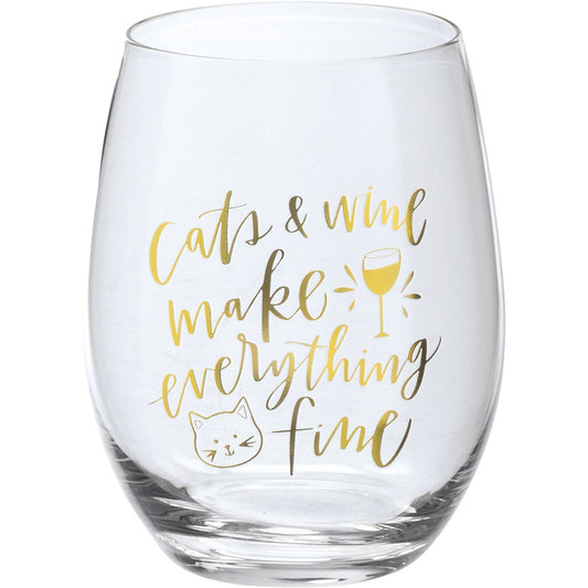 Cats & Wine Make Everything Fine | Wine Glass