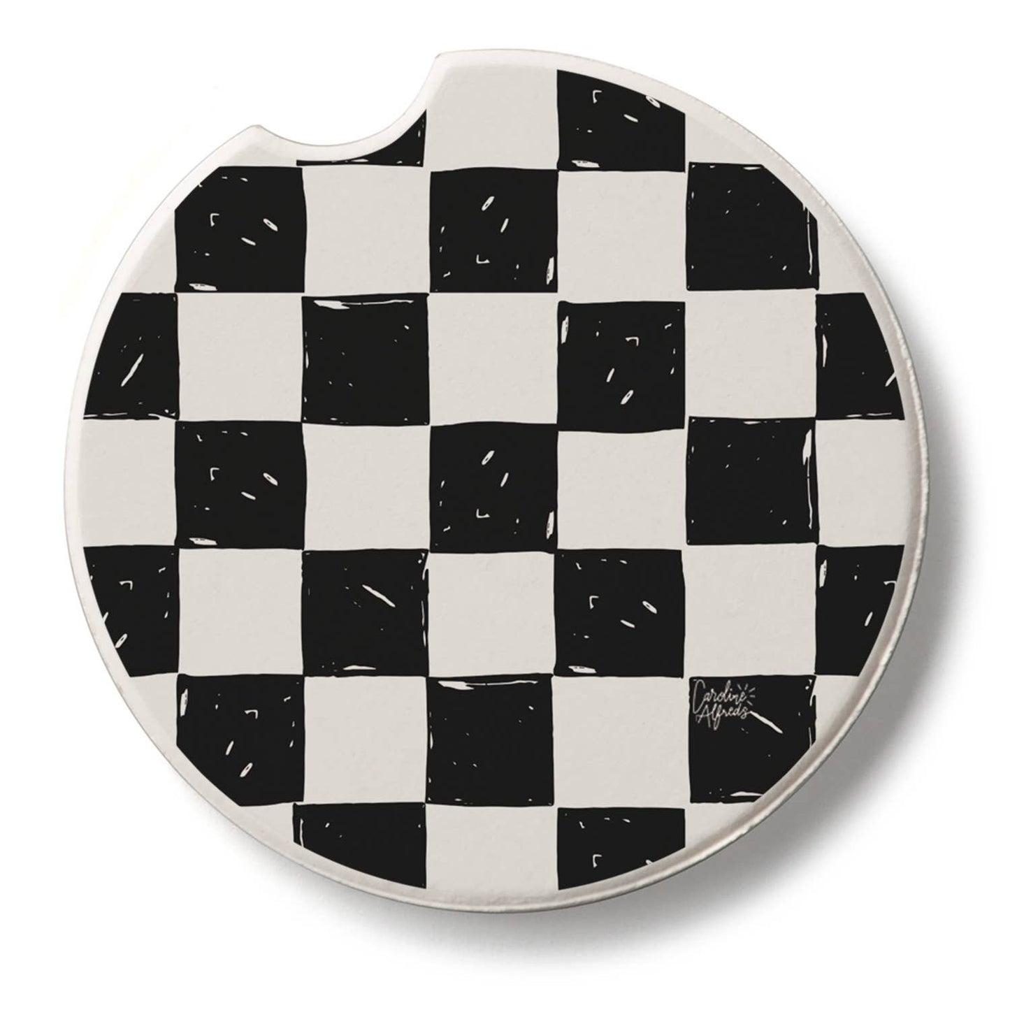 Checker" Single Packaged Stone Car Coaster