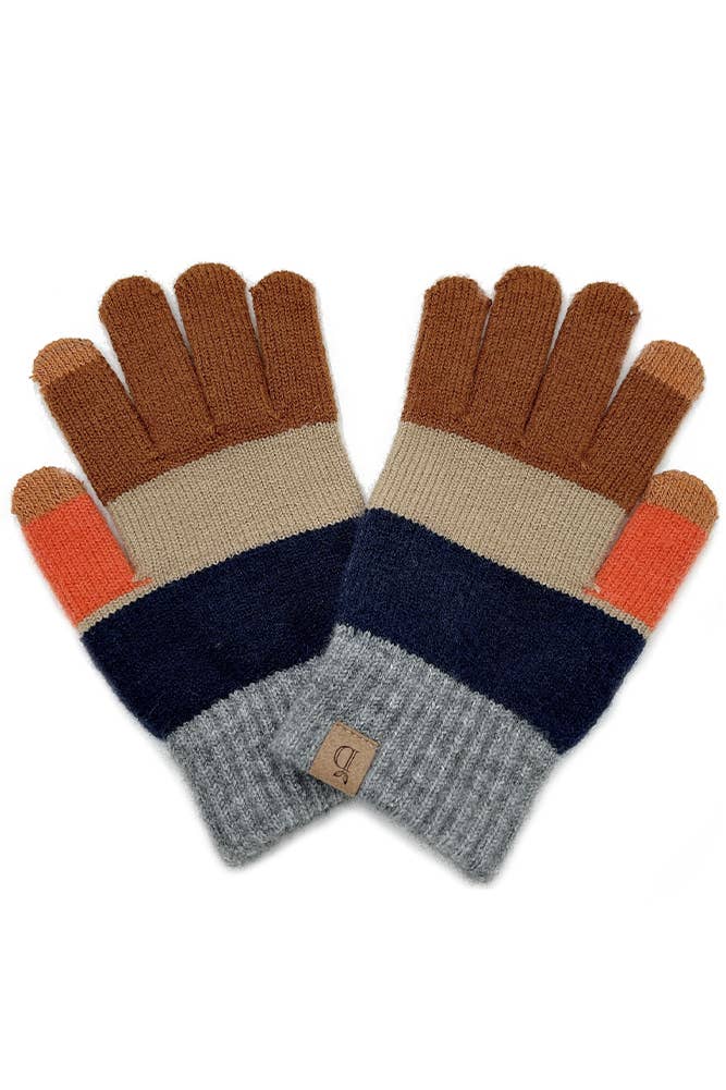 Hana - Color Block Knit Touch Gloves