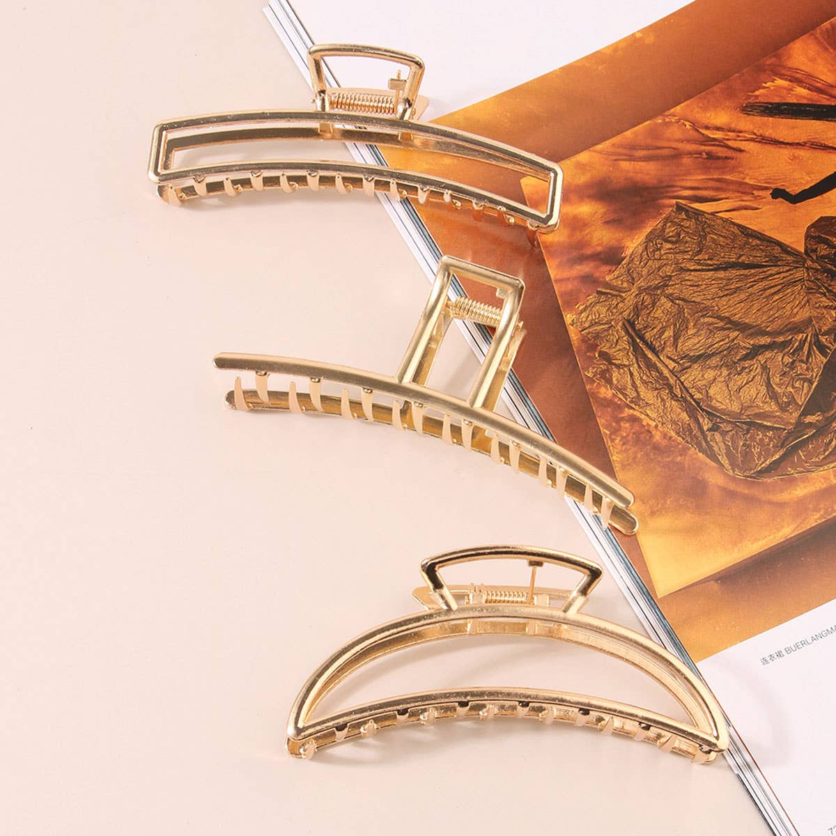 Gold Metal Hair Claws Strong Hold