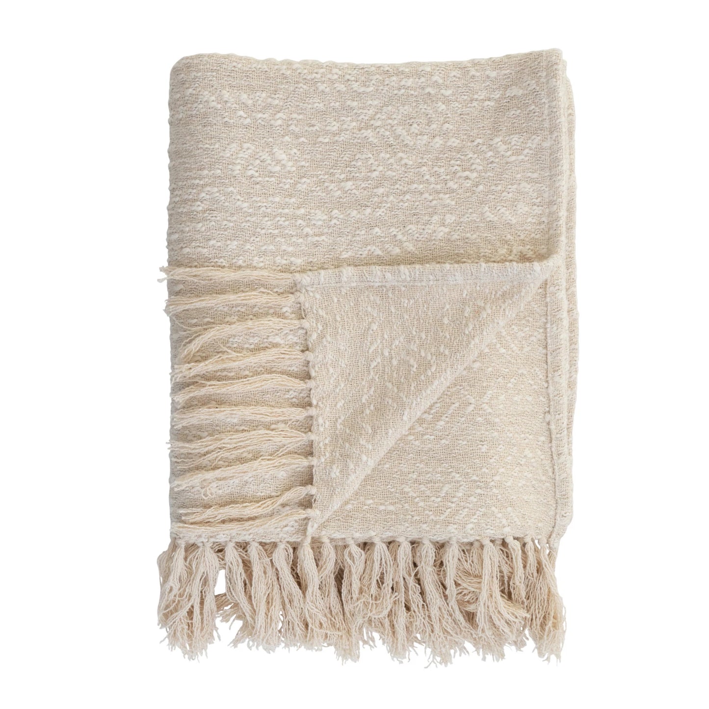 Shelf knotted Fringe Woven Printed Throw Blanket
