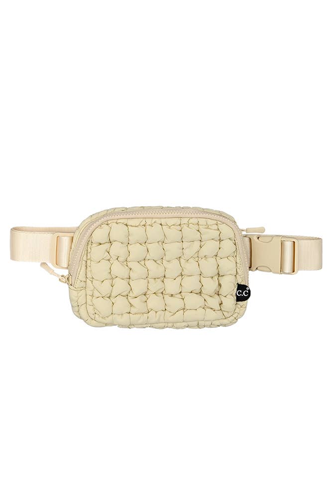 C.C Quilted Puffer Fanny Pack: Black