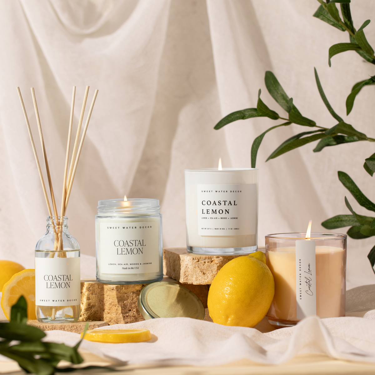 Sweet Water Decor - Coastal Lemon Reed Diffuser - Gifts & Home Decor