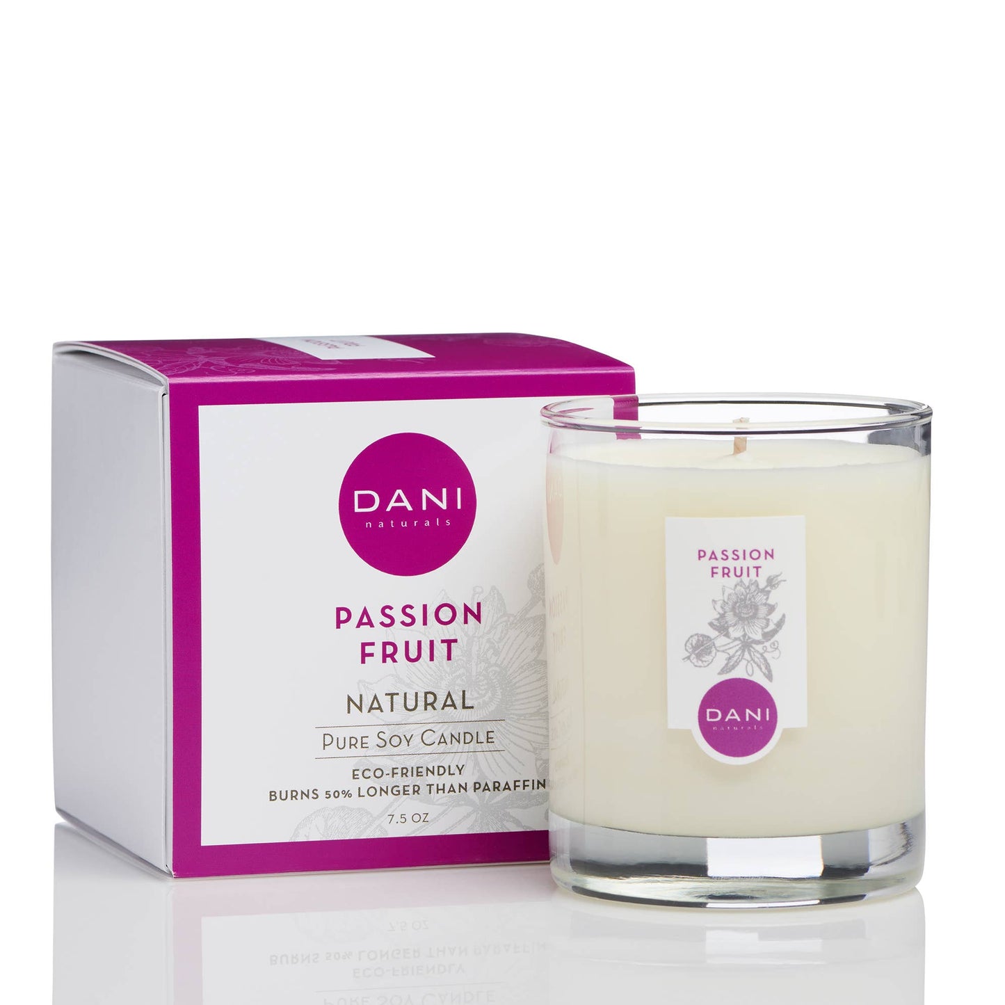 DANI Naturals - 7.5oz Glass Candle, Passion Fruit