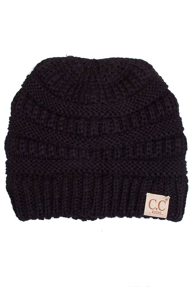 C.C Children Solid Beanie: Dark Melange Gray