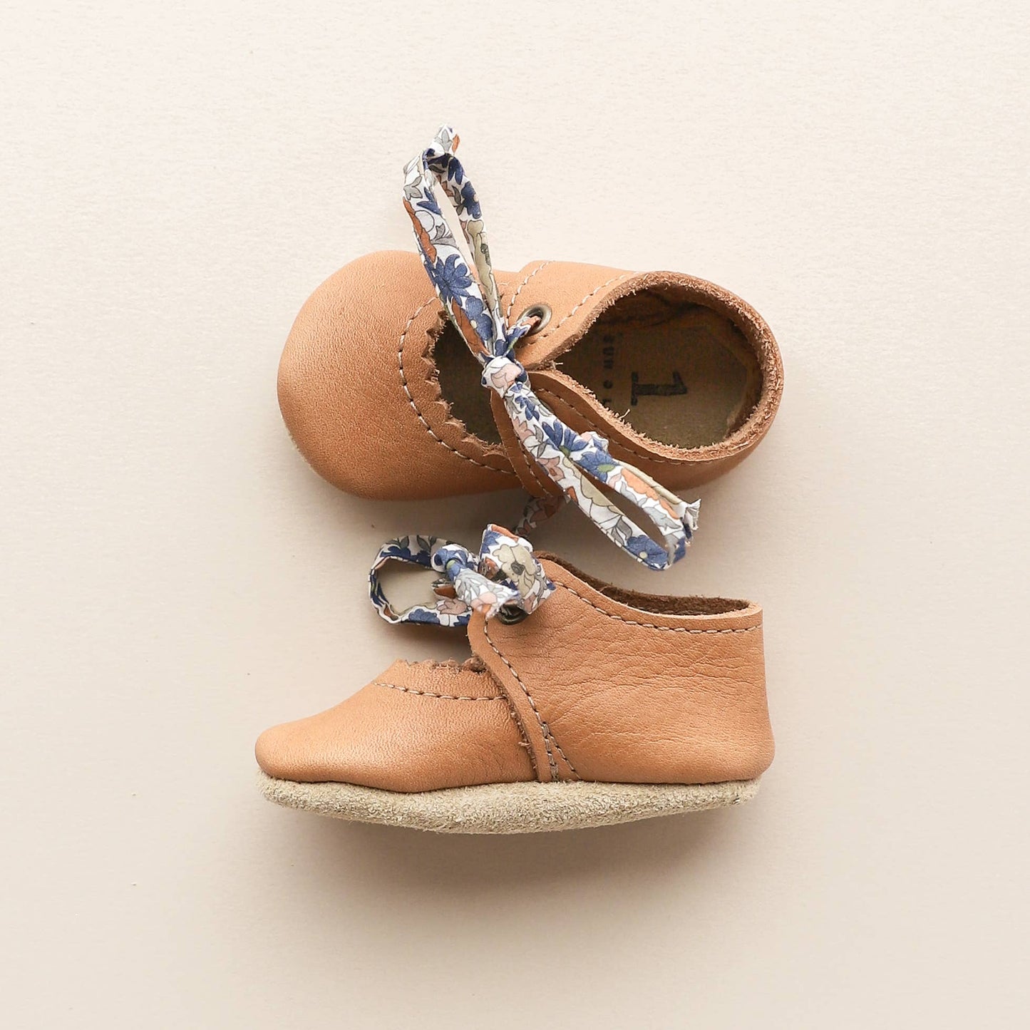 Tie Baby Mary Janes in Caramel | Baby Girl Shoes