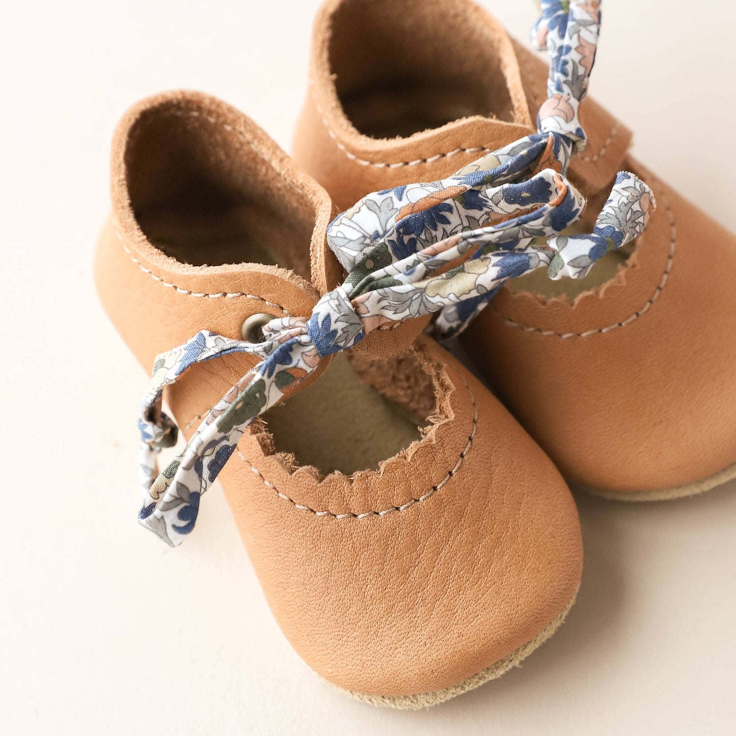 Tie Baby Mary Janes in Caramel | Baby Girl Shoes