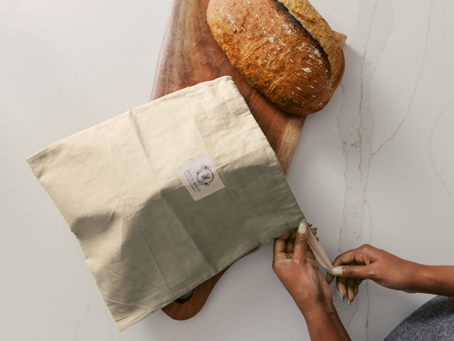 Bees Wrap Reusable Beeswax Lined Artisan Bread Bag - Natural