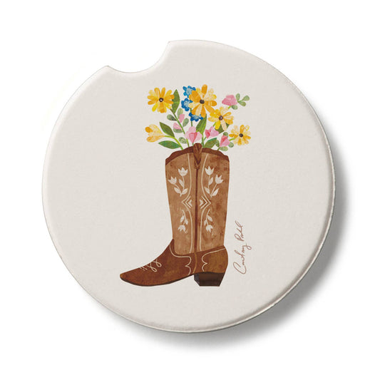 "Western Cowgirl" Stone Car Coaster  BULK NO PACKAGING